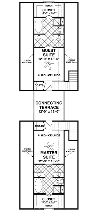 Plan 20079GA: Narrow Lot Cottage with In-Law Suite - Floor Plan - 2nd Floor - Cottage, Country, New Orleans