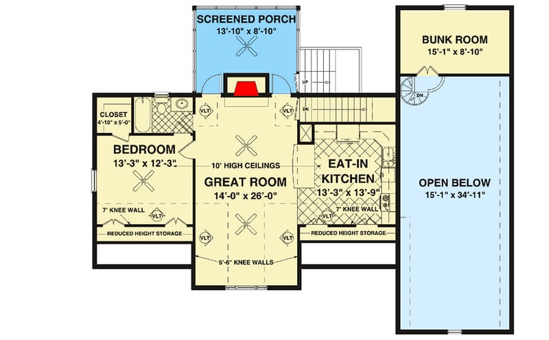 Plan 20083GA: RV Garage with Apartment Above and an Observation Deck - 1548 Sq Ft - Floor Plan - 2nd Floor - Carriage, Traditional