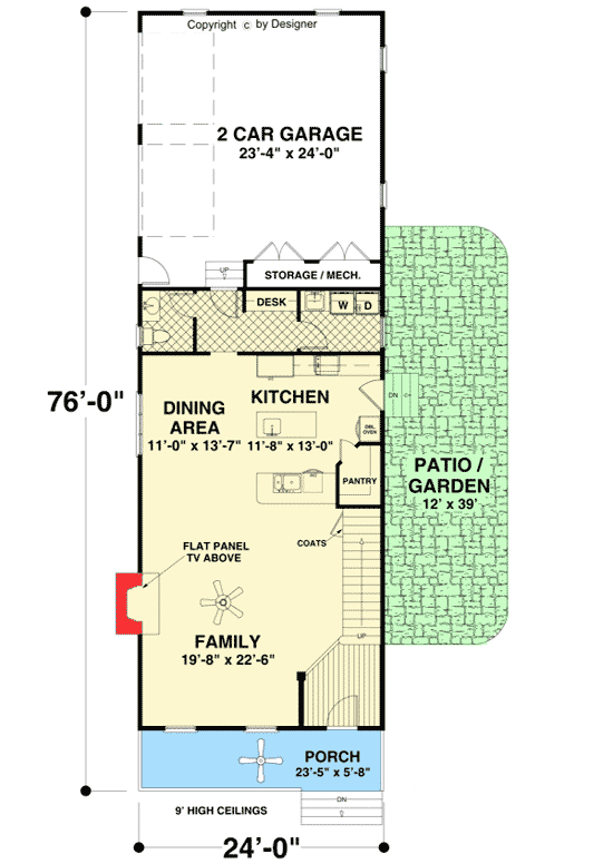 Plan 20106GA: Cozy 3 Bed Cottage With Stacked Porches - Floor Plan - Main Level - Cottage, Country, New Orleans, Southern