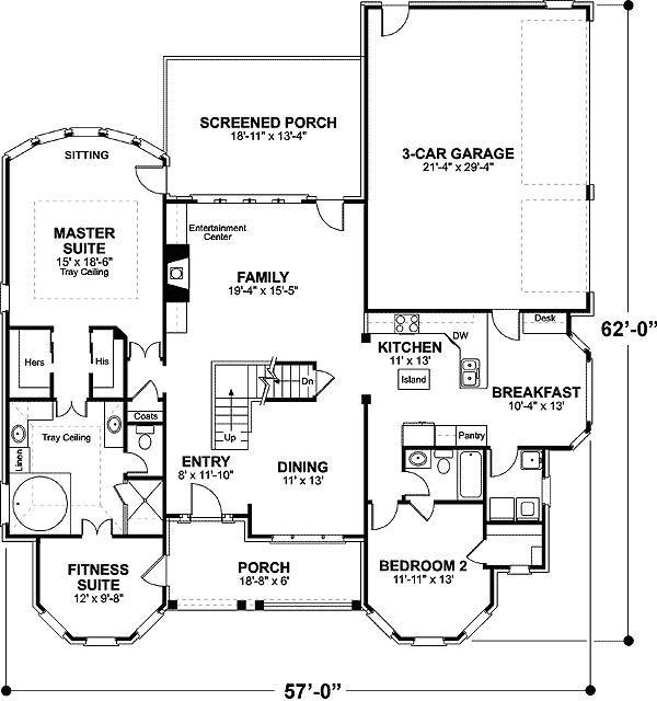 Plan 2066GA: Charming Country Home Plan - Floor Plan - Main Level - Traditional