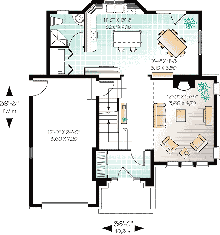 Plan 21107DR: Irresistible Design - Floor Plan - Main Level - European, Traditional