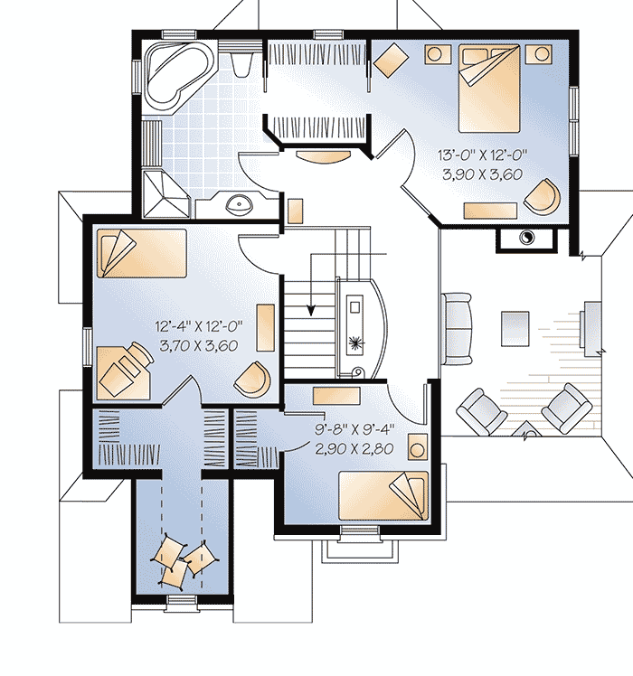 Plan 21107DR: Irresistible Design - Floor Plan - 2nd Floor - European, Traditional