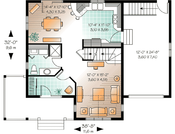 Plan 21115DR: Country Charm - Floor Plan - Main Level - Country, Traditional