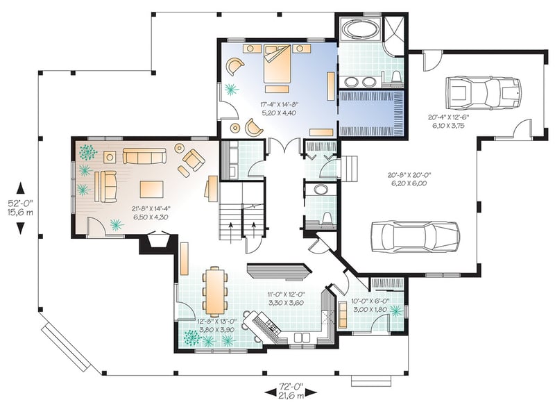 Plan 21123DR: Two Family Rooms - Floor Plan - Main Level - Country, Farmhouse, Traditional