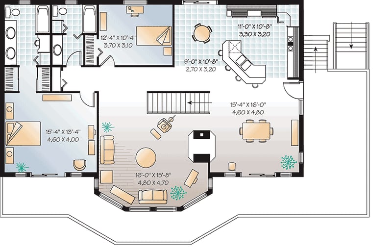 Plan 21125DR: Window-filled Four Season Contemporary House Plan - Floor Plan - Main Floor - Contemporary, Mountain, Vacation