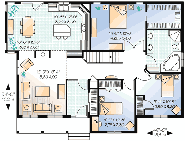 Plan 21156DR: Three Bedroom with Options - Floor Plan - Main Level - Ranch, Traditional