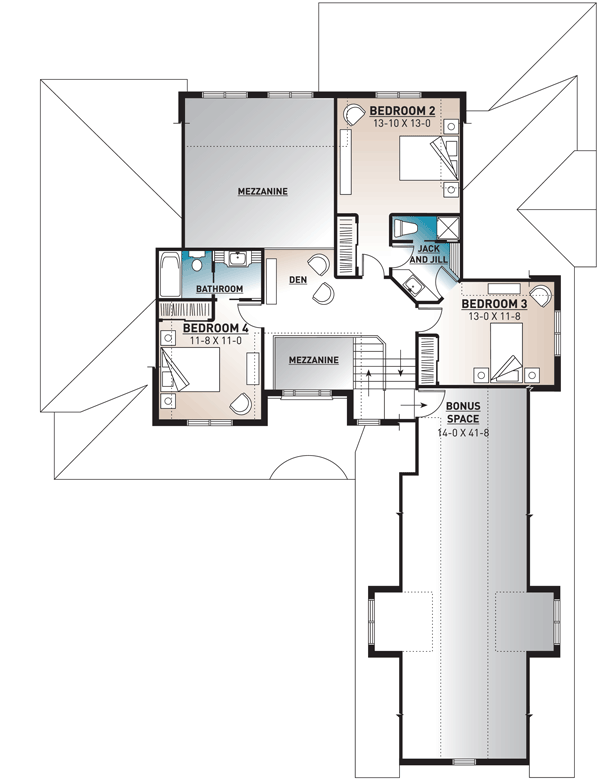 Plan 21162DR: Eye-Catching 4-Bed Modern Farmhouse Plan - Floor Plan - 2nd Floor - Country, Craftsman, Modern Farmhouse, New American, Traditional
