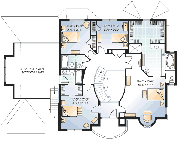 Plan 21174DR: Manor with 10+ Comfortable Rooms - Floor Plan - 2nd Floor - European, Traditional