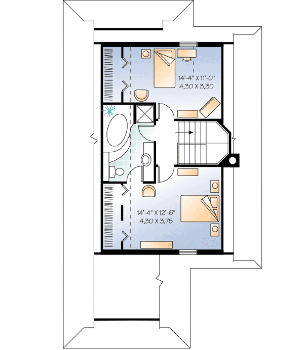 Plan 2120DR: Four-Season Retreat - Floor Plan - 2nd Floor - Coastal, Cottage, Country, Mountain, Rustic, Vacation