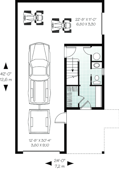 Plan 21205DR: Two Bedroom Carriage House Plan or ADU - Floor Plan - Main Level - Carriage, Contemporary