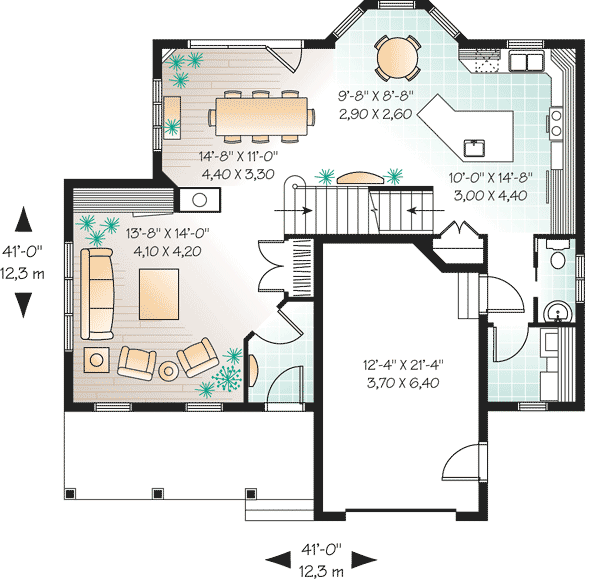 Plan 21351DR: Handsome Two-Story Traditional House Plan - Floor Plan - Main Level - Shingle, Traditional