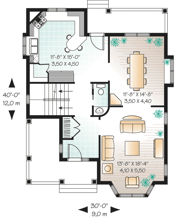 Plan 21378DR: Nested Gables and Two Porches - Floor Plan - Main Level - Country