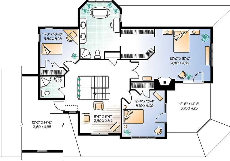 Plan 2147DR: 3 Bed Farmhouse with Marvelous Wrap-Around Porch - Floor Plan - 2nd Floor - Country, Farmhouse, Traditional