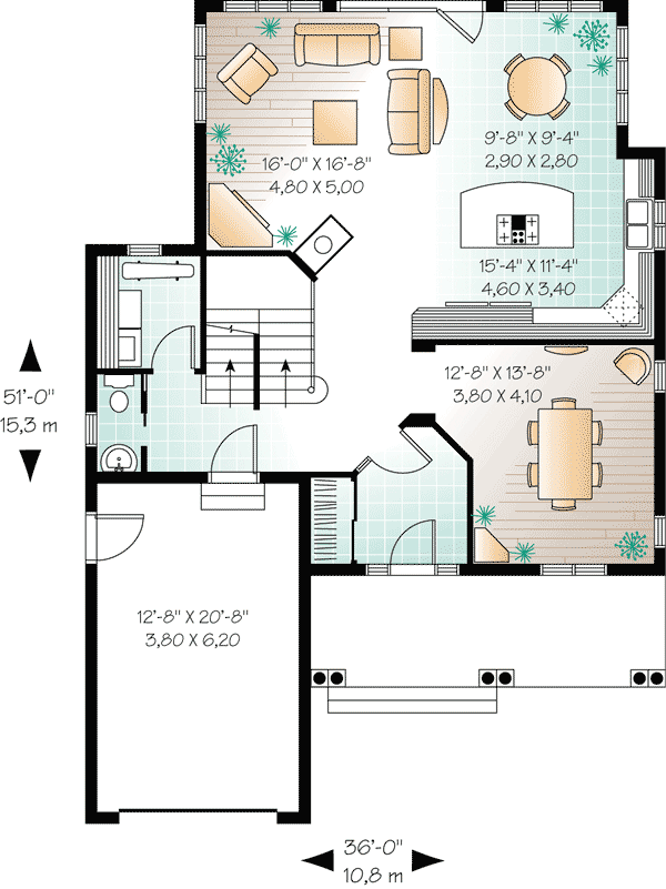 Plan 21481DR: Unique Three-Sided Fireplace - Floor Plan - Main Level - Country, Traditional