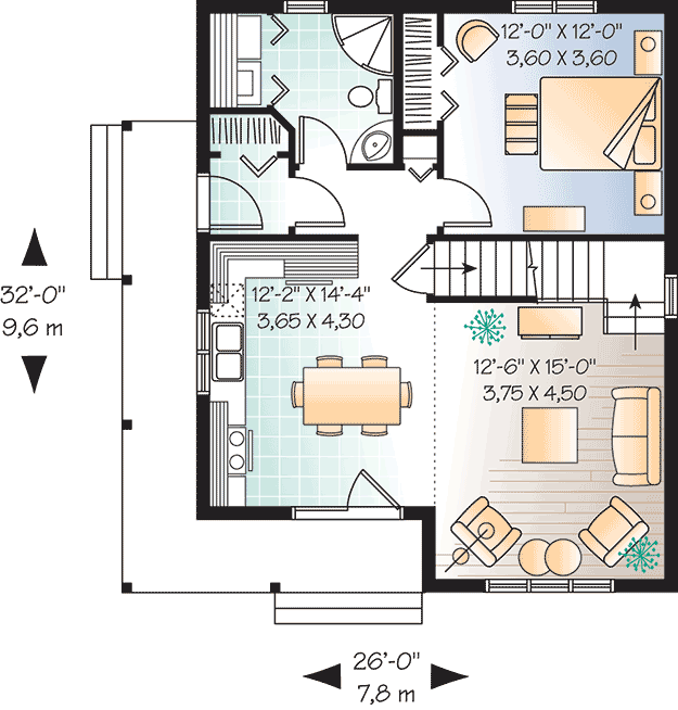 Plan 21492DR: Country Cottage with Wrap-Around Porch - Floor Plan - Main Level - Cottage, Country, Traditional