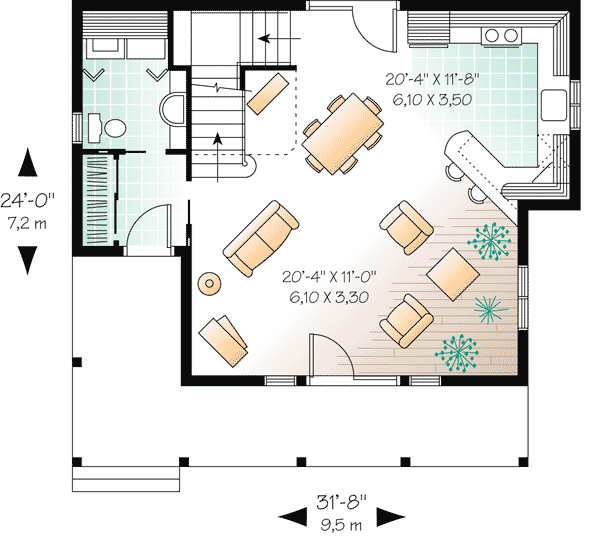 Plan 2153DR: Four-Season Vacation Cottage - Floor Plan - Main Level - Cottage, Country