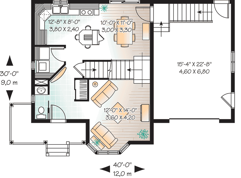 Plan 21546DR: Delightful Traditional Home Plan - Floor Plan - Main Level - Country, Traditional