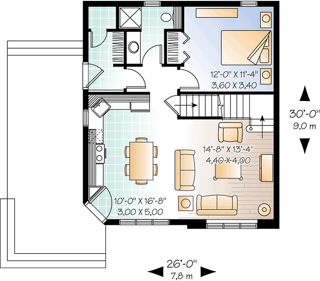 Plan 21572DR: This Way or That - Floor Plan - Main Level - Cottage, Vacation