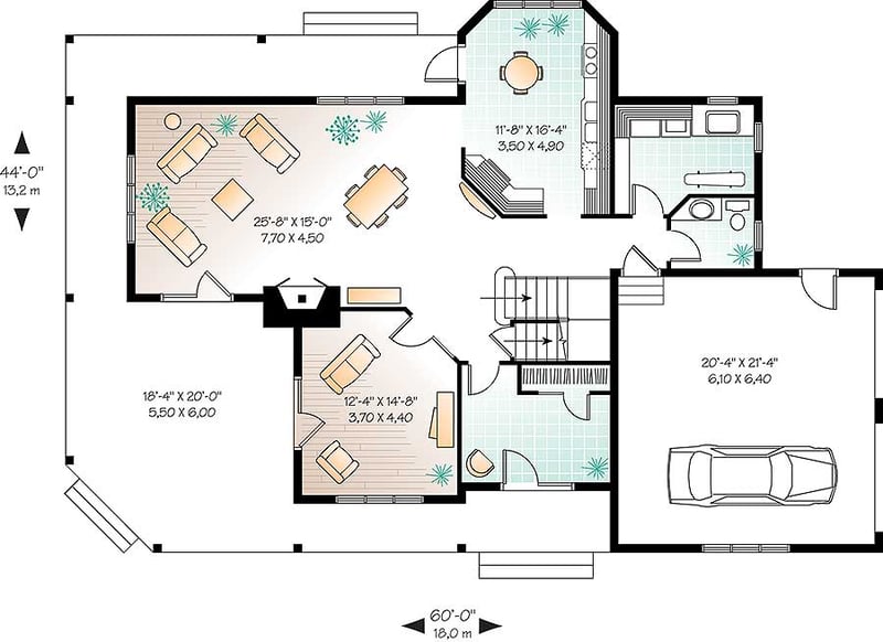Plan 21575DR: Comfortable Country Home Plan - Floor Plan - Main Level - Country, Farmhouse