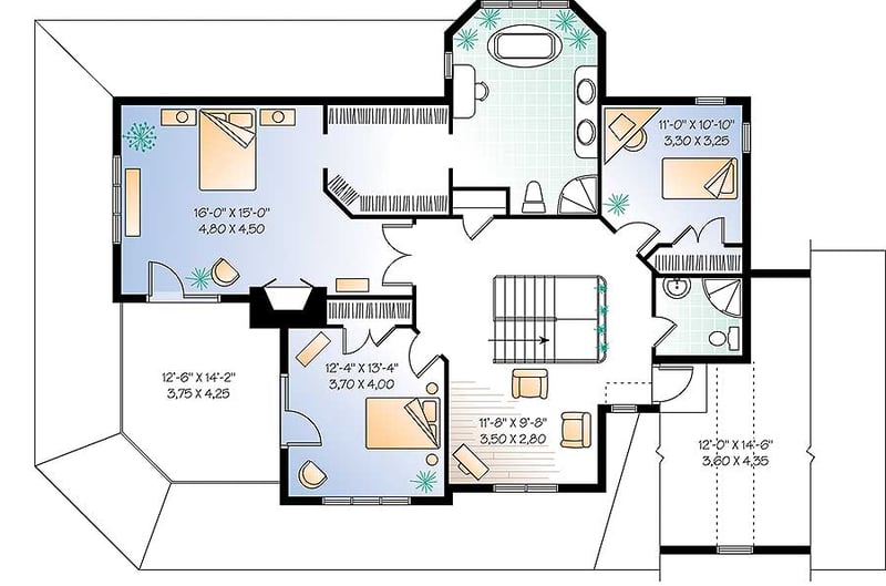 Plan 21575DR: Comfortable Country Home Plan - Floor Plan - 2nd Floor - Country, Farmhouse