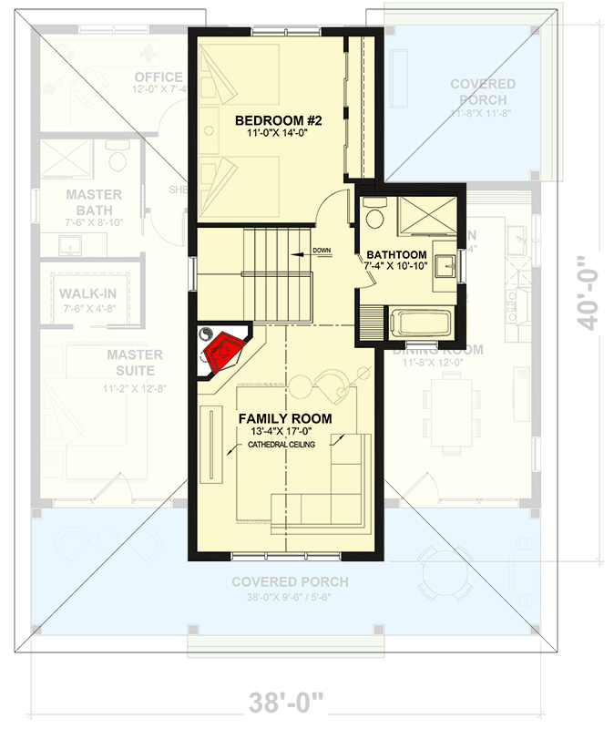 Plan 21626DR: Southern Farmhouse House Plan with 2 Bedrooms and Loft - Floor Plan - 2nd Floor - Country, Farmhouse, Southern