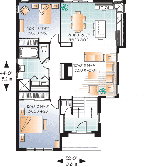 Plan 21675DR: Contemporary Simplicity - Floor Plan - Main Level - Modern