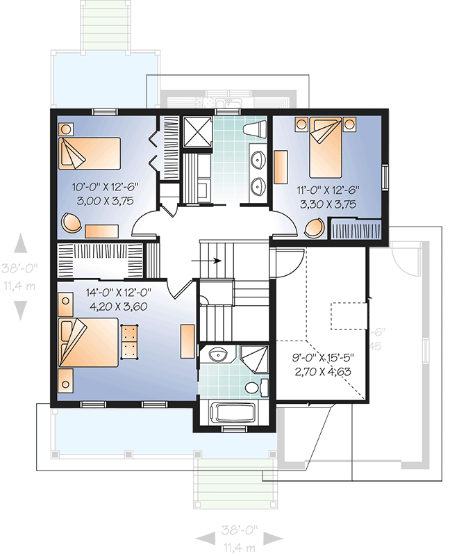 Plan 21730DR: Front Porch and Open Floor Plan - Floor Plan - 2nd Floor - Country, Traditional