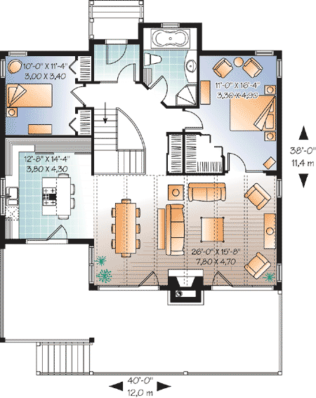 Plan 21746DR: Panoramic Views - Floor Plan - Main Level - Cottage, Mountain, Vacation