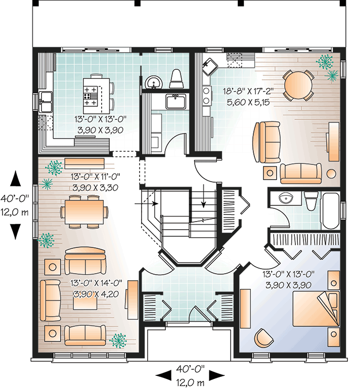 Plan 21767DR: Multi-generational House Plan with Stone Exterior - Floor Plan - Main Level - Traditional
