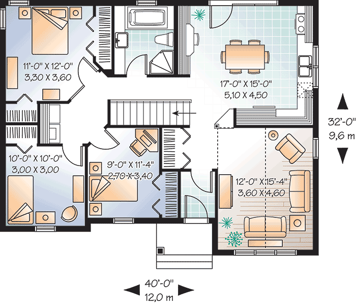 Plan 21784DR: Attractive Starter House Plan - Floor Plan - Main Level - Traditional