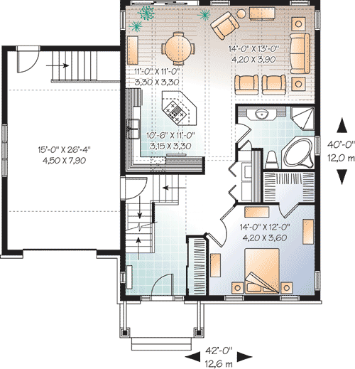 Plan 21807DR: Flexible Starter Home Plan - Floor Plan - Main Level - Traditional