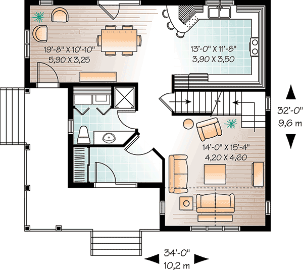 Plan 21845DR: Charming and Compact with Options - Floor Plan - Main Level - Country