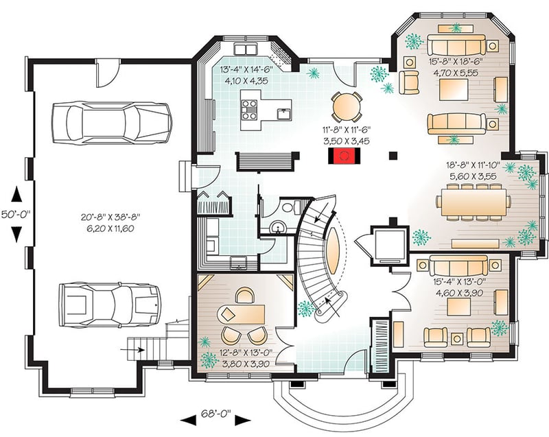 Plan 21886DR: Manor House Plan with Elevator - Floor Plan - Main Level - European