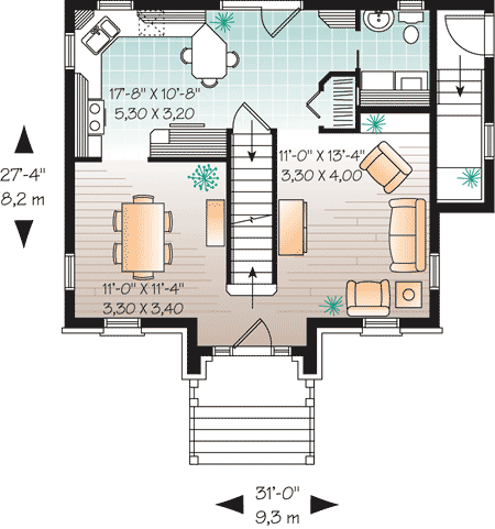 Plan 21895DR: Finished Lower Level Apartment - Floor Plan - Main Level - Traditional