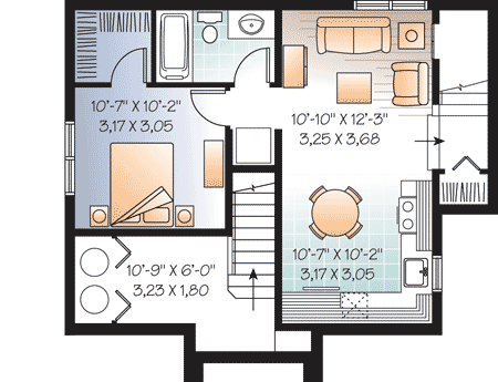 Plan 21895DR: Finished Lower Level Apartment - Floor Plan - Basement - Traditional