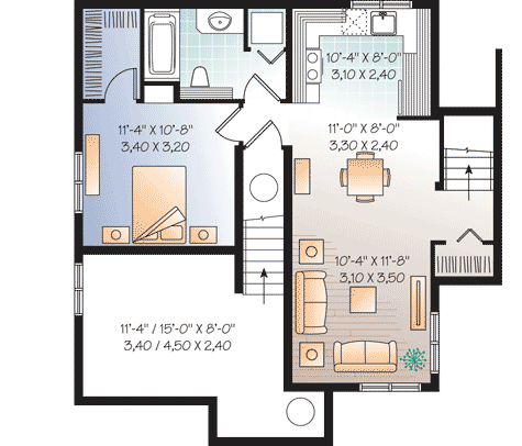 Plan 21931DR: Country Home with Apartment Below - Floor Plan - Basement - Country, Traditional