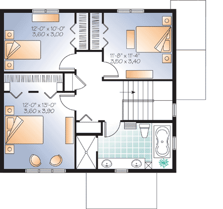 Plan 21956DR: Small Lot Pleaser - Floor Plan - 2nd Floor - Traditional