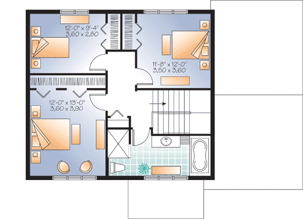 Plan 21957DR: Cost-Effective with Options - Floor Plan - 2nd Floor - Northwest, Traditional