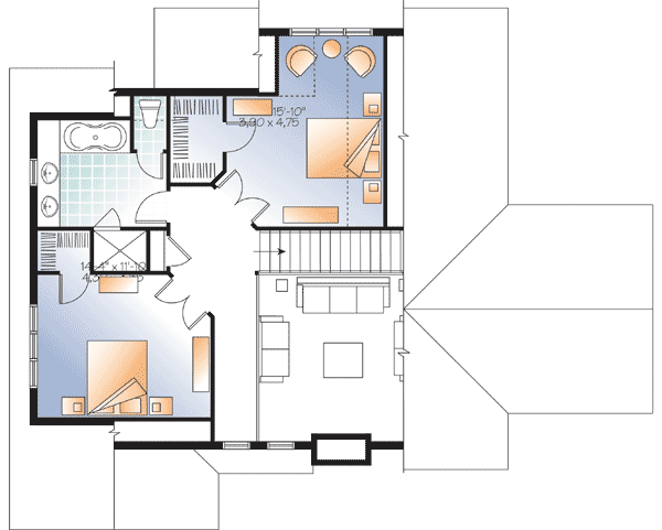 Plan 21961DR: Expansive Cottage with Covered Deck - Floor Plan - 2nd Floor - Cottage, Country, Mountain, Vacation