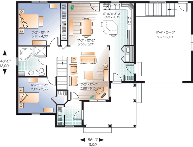 Plan 21965DR: Country Cottage with Cozy Garage - Floor Plan - Main Level - Cottage, Country