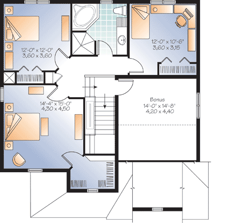 Plan 21984DR: 3-Bed Home Plqn with Open Concept Floor Plan - Floor Plan - 2nd Floor - Traditional