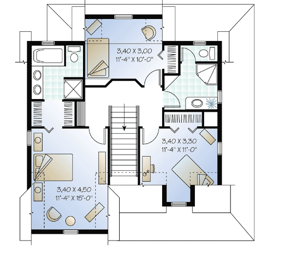 Plan 2199DR: Narrow-Lot Country Home Plan - Floor Plan - 2nd Floor - Country, Farmhouse