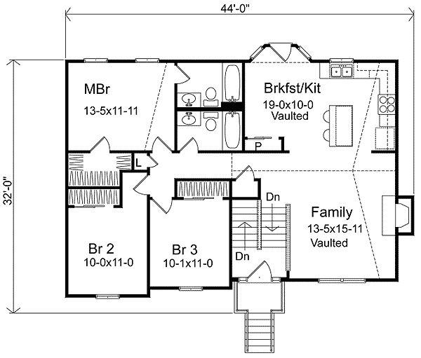 Plan 22003SL: Cozy Split-Level Home Plan - Floor Plan - Main Level - Traditional
