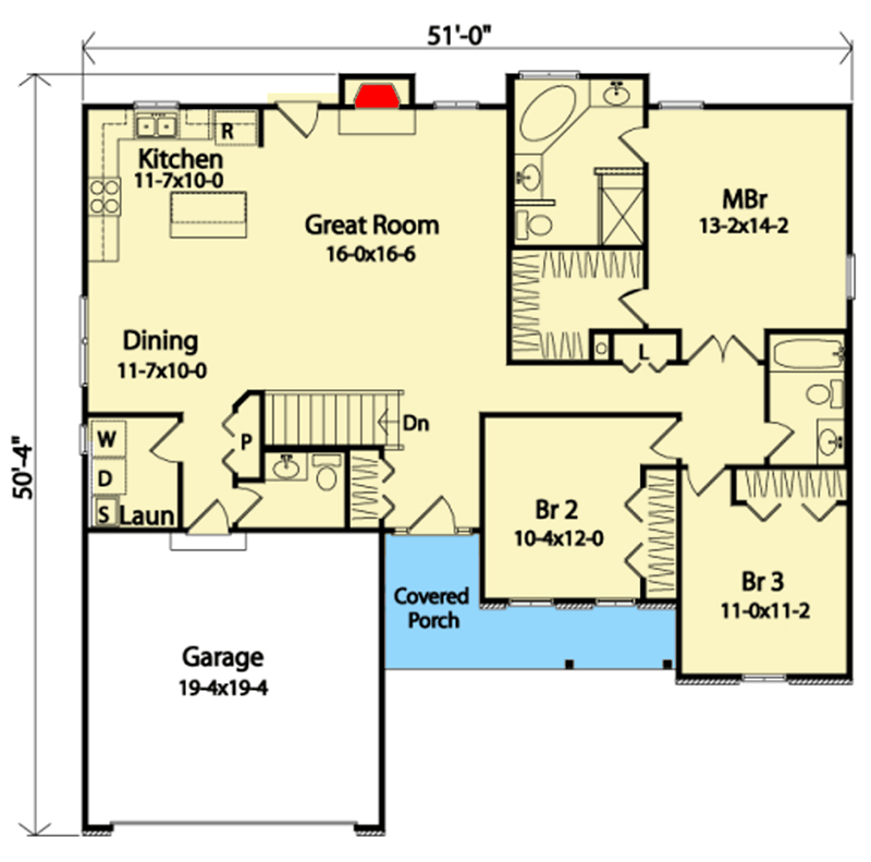 Plan 22043SL: Affordable Ranch Home Plan - Floor Plan - Main Level - Southern, Traditional