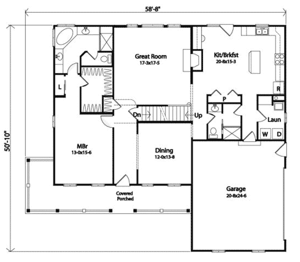 Plan 22045SL: Master Down with Wraparound Porch - Floor Plan - Main Level - Country