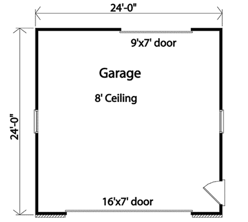 Plan 22067SL: Detached 2-Car Garage - 576 Sq Ft - Floor Plan - Main Level - Traditional