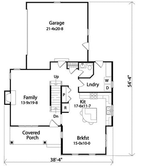 Plan 22095SL: 3 Bedroom Narrow Lot - Floor Plan - Main Level - Country, Farmhouse, Traditional