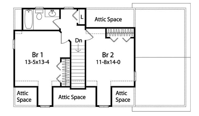 Plan 22109SL: Cape Cod Charmer - Floor Plan - 2nd Floor - Cape Cod, Cottage