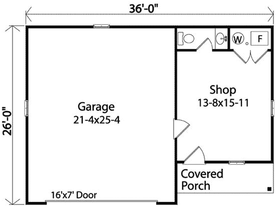 Plan 22110SL: Garage with Shop Area - Floor Plan - Main Level