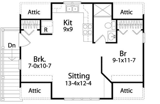 Plan 22115SL: Flexible Garage Apartment - Floor Plan - 2nd Floor - Carriage